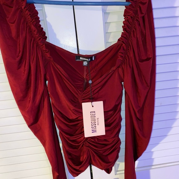 Missguided Tops - Missguided- Slinky ruched front milkmaid top